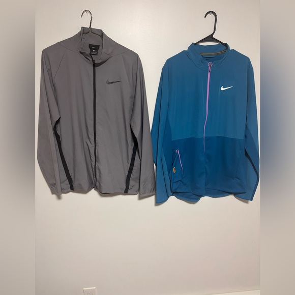 RARE 2LOT Nike Men Jacket Sz LARGE Dri Fit Pullover Full Zip Up Windbreaker VTG - Picture 1 of 6